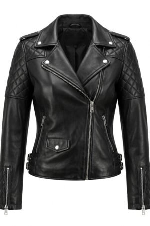 Women's Quilted Asymmetric Moto Leather Jacket